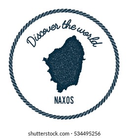 Naxos map in vintage discover the world rubber stamp. Hipster style nautical postage Naxos stamp, with round rope border. Naxos map vector illustration.