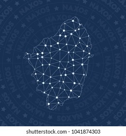 Naxos network style island map. Ecstatic space style, modern design for infographics or presentation.