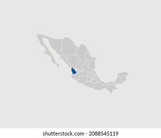 Nayarit Highlighted on Mexico Map Eps 10