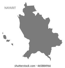 gris del mapa de Nayarit México