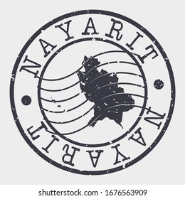 Nayarit, Mexico Stamp Postal. A Map Silhouette Seal. Passport Round Design. Vector Icon Design Retro Travel.