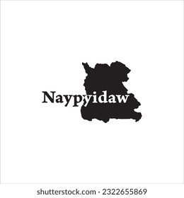 Naypyidaw map and black lettering design on white background