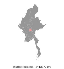Naypyidaw Union Territory map, administrative division of Myanmar. Vector illustration.