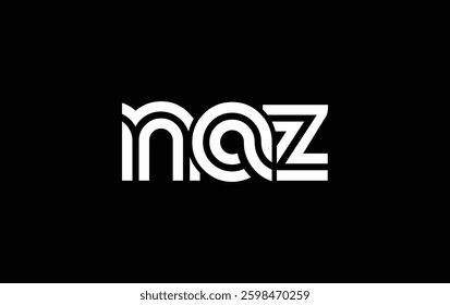 NAZ Creative Unique Modern Letter Logo Design. Stylized logo featuring a unique letter design, presenting abstract minimalist aesthetics and modern appeal.