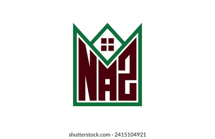 NAZ initial letter real estate builders logo design vector. construction ,housing, home marker, property, building, apartment, flat, compartment, business, corporate, house rent, rental, commercial 
