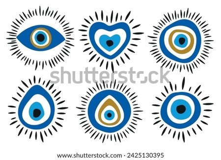 Nazar Amulet flat design vector symbol. Insulated talisman from the evil eye believed to protect from bad luck and envy. Vector illustration
