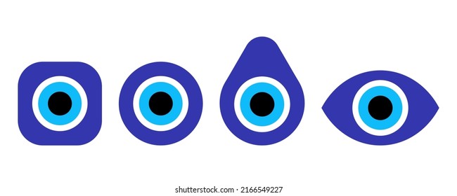 Nazar amulet vector icons set. Evil eye protection symbol. Blue eye - protection talisman. Vector 10 EPS.