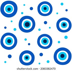 Nazar Boncugu, Turkish Evil Eye. Abstract blue eye seamless pattern. Vector art background texture illustration.