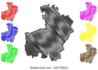 Nazas municipality (Estado Libre y Soberano de Durango, Mexico, United Mexican States) map vector illustration, scribble sketch Nazas map