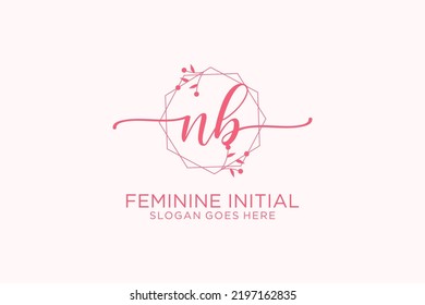 Monograma de belleza NB y elegante logo de diseño de logo para escritura a mano de firma inicial, boda, moda, floral y botánica con plantilla creativa.