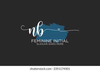 NB beauty monogram and elegant logo design handwriting logo of initial signature, wedding, fashion, floral and botanical with creative template.