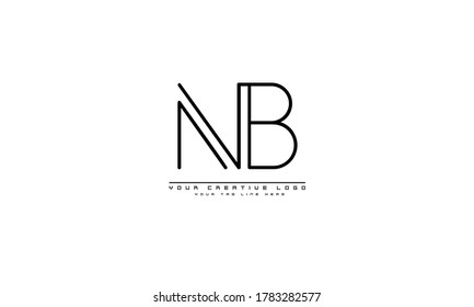 plantilla de monograma del logotipo del vector abstracto de BN de NB