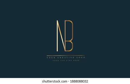NB BN abstract vector logo monogram template