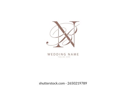 NB, BN Letras de Boda inicial Logo Monograma