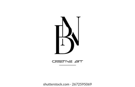 NB, BN, N, B letras abstractas logo monograma