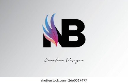 NB Feather Gradient Logo - Elegantes Flügelmonogramm für modernes Branding und visuelles Identitätsdesign