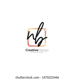 NB initial handwriting with color logo icon template vector.