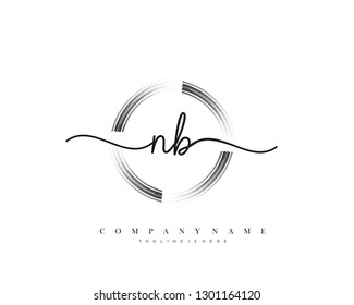 NB initial handwriting logo template vector