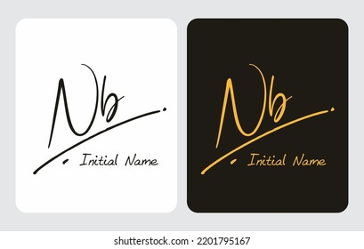 Nb Nb escritura manuscrita inicial Nb marca de escritura manuscrita inicial plantilla de logotipo vectores para diseños o para identidad