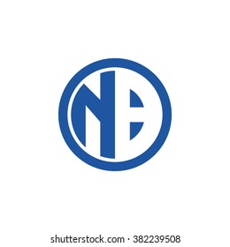 NB initial letters circle business logo blue