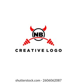 NB initial monogram for fitnes or gym logo with devil style design