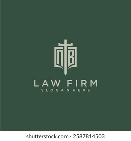 NB initial monogram for law firm with sword and shield logo image