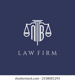 Monograma inicial de NB para el logotipo del bufete de abogados con escalas Imagen de Vector