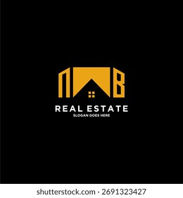 Logotipo inicial del monograma de NB para los bienes raíces con diseño casero creativo