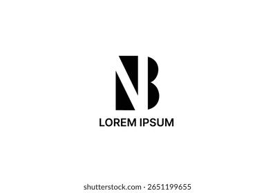 NB initial number negative space logo vector icon design isolated background