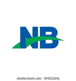 NB initial overlapping swoosh letter logo blue green
