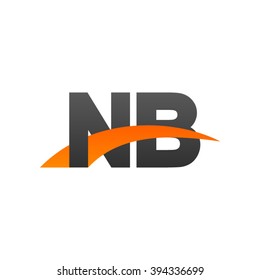 NB initial overlapping swoosh letter logo black orange