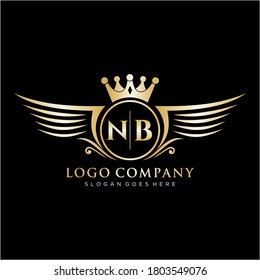 NB Letter Initial with Royal Wing Logo Template.