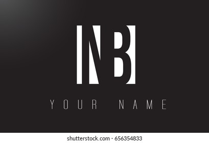 NB Letter Logo With Black and White Letters Negative Space Design.