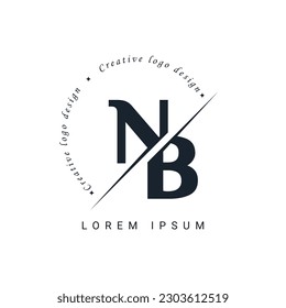 NB Letter Logo Design with a Creative Cut. Creative logo design