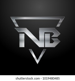 NB Logo, Metal Logo, Silver Logo, Monogram, Polygon