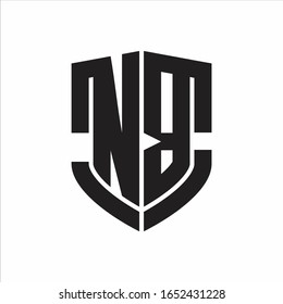 NB Logo monogram with emblem shield shape design isolated on white background