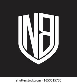 NB Logo monogram with emblem shield design isolated on black background