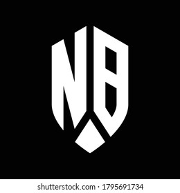 monograma del logotipo de nb con plantilla de diseño de estilo de escudo del emblema