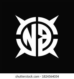 Monograma del logotipo de NB con cuatro piezas plantilla de diseño de la sección de círculo sobre fondo negro