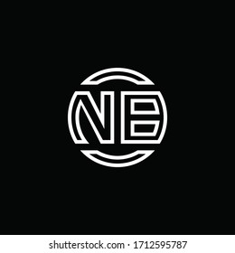 NB logo monogram with negative space circle rounded design template
