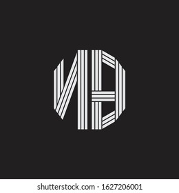 NB Logo monogram with outline style linked isolated on black background