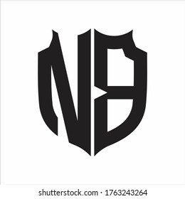 NB Logo Shield style Monogram design template on white background