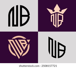 NB modern initial letter logo design vector bundle. It will be suitable for which company or brand name start those initial.
