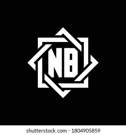 NB monogram logo with abstract square around design template