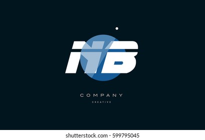 nb n b  blue circle dot big font alphabet company letter logo white design vector icon template 