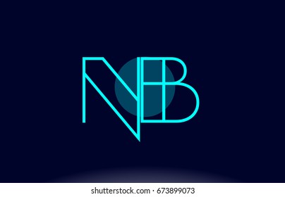nb n b blue line circle letter logo alphabet creative company vector icon design template