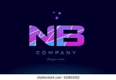 nb n b  creative color blue background pink purple magenta alphabet letter company logo vector icon