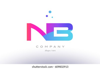 nb n b  creative pink purple blue modern dots creative alphabet gradient company letter logo design vector icon template