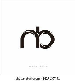 nb n b Initial Letter Split Lowercase Modern Monogram linked outline rounded logo
