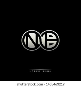 NB N B initial letter linked circle capital monogram logo modern template silver color edition